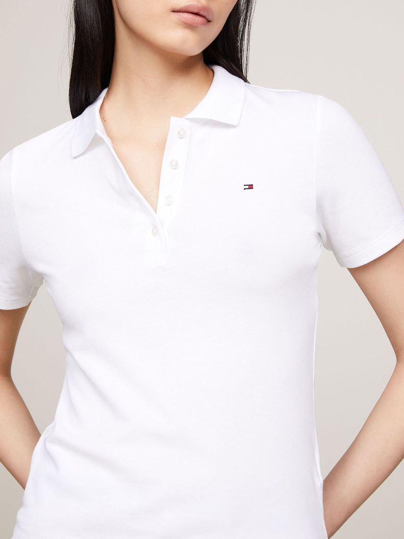 Polo Slim Fit Con Tejido Pique Blanco Tommy Hilfiger-3
