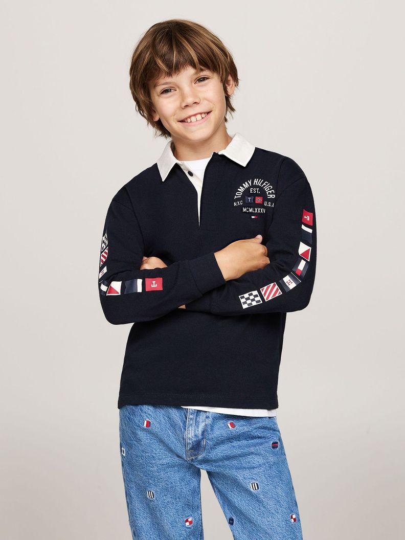 Polo Con Logo De Banderas Azul Tommy Hilfiger-0