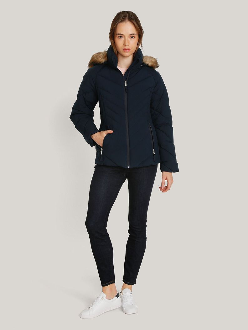 Parka Acolchada Con Gorro Teddy Azul Tommy Hilfiger-1