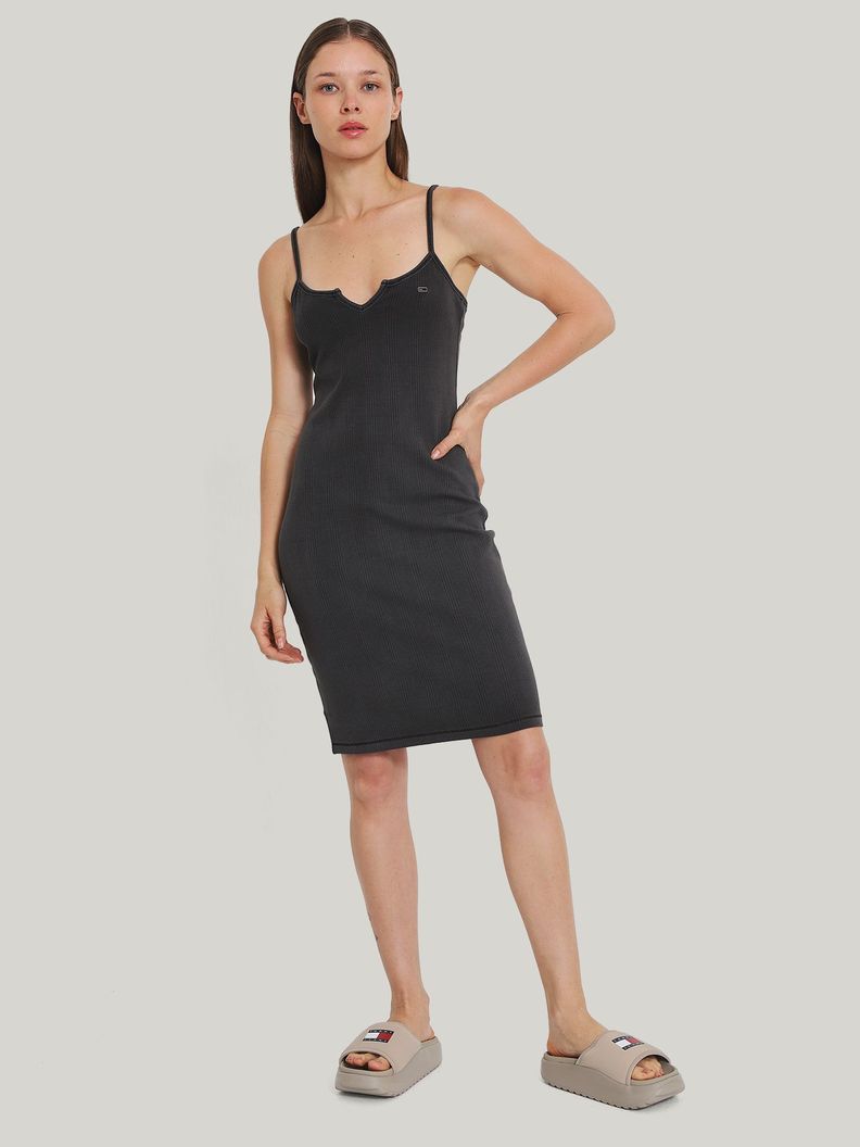 Vestido Strappy Con Logo Negro Tommy Jeans-1