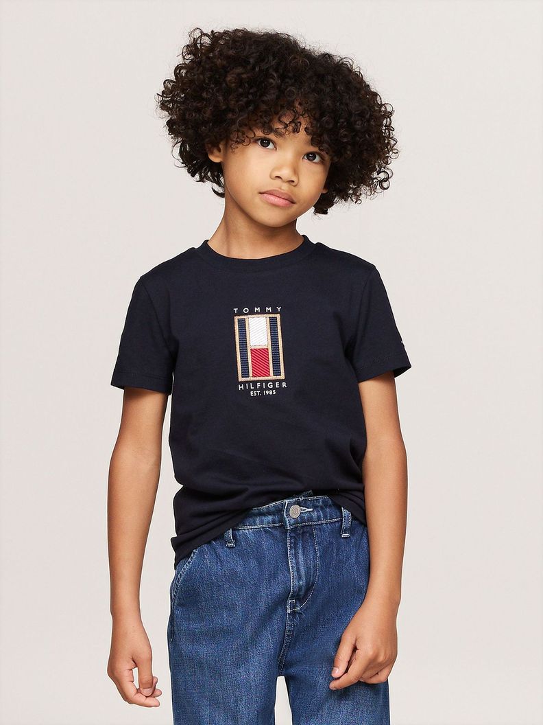 Polera Con Logo De Bandera Bordado Azul Tommy Hilfiger-0