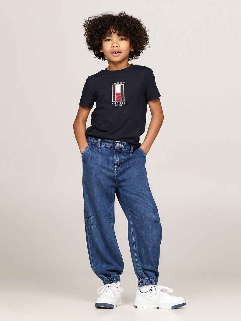 Polera Con Logo De Bandera Bordado Azul Tommy Hilfiger-1