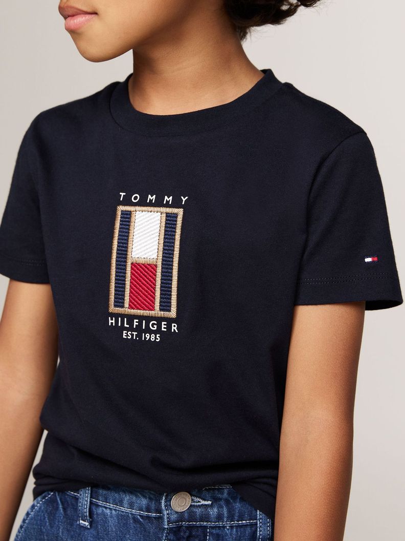 Polera Con Logo De Bandera Bordado Azul Tommy Hilfiger-3