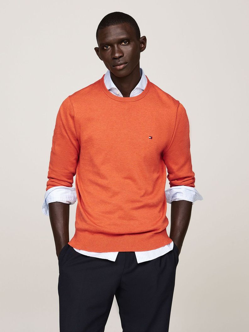 Sweater Básico Signature C-Neck Naranjo Tommy Hilfiger-0