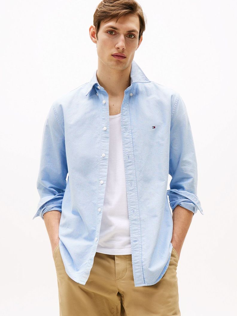 Camisa Oxford Heritage Regular Fit Celeste Tommy Hilfiger-0
