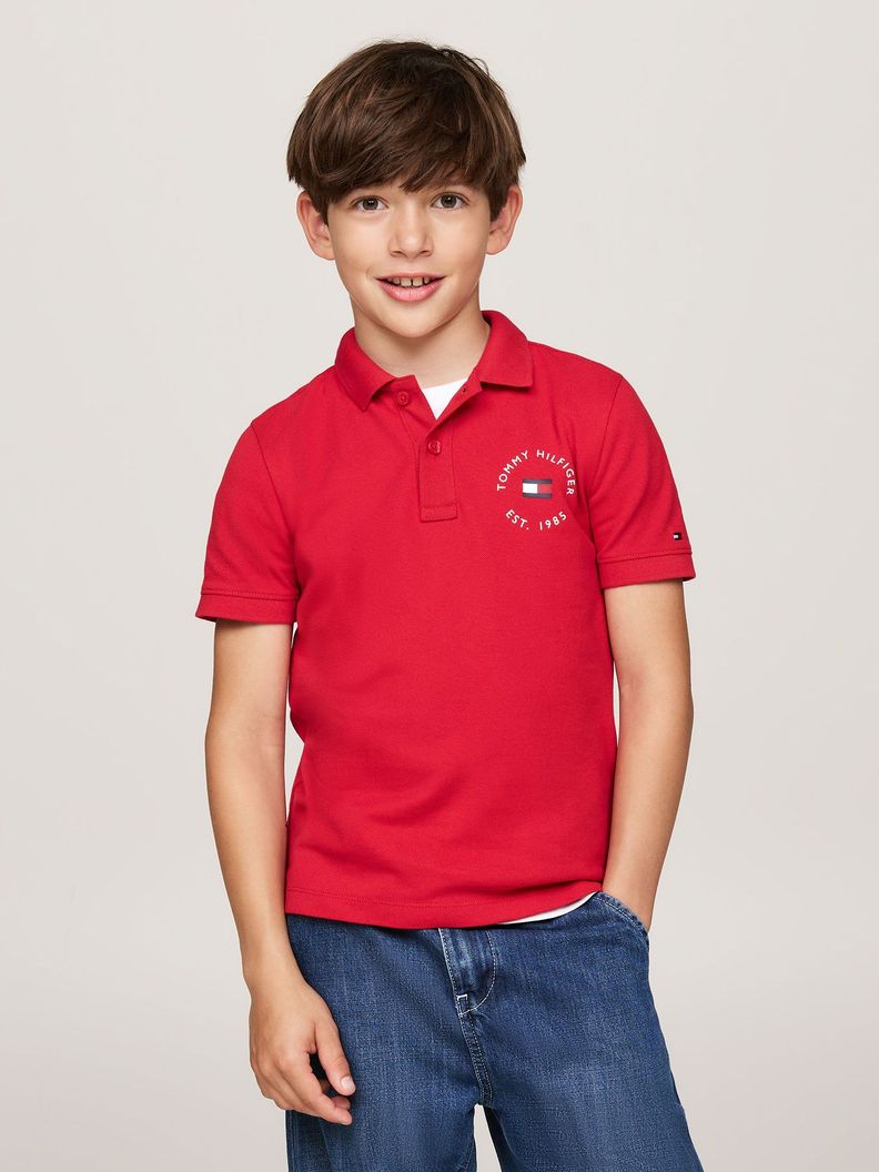 Polo De Niño Con Logo Náutico Rojo Tommy Hilfiger-0