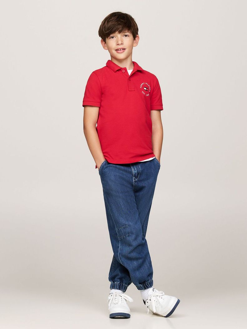 Polo De Niño Con Logo Náutico Rojo Tommy Hilfiger-1