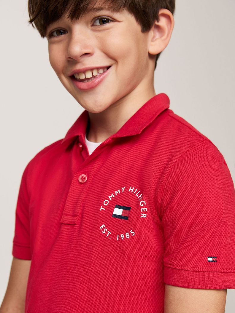 Polo De Niño Con Logo Náutico Rojo Tommy Hilfiger-3