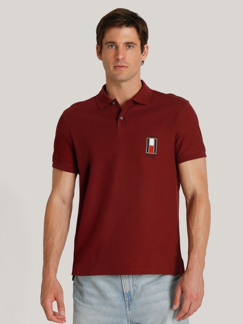 Polo Logo Vertical Corte Regular Burdeo Tommy Hilfiger-0