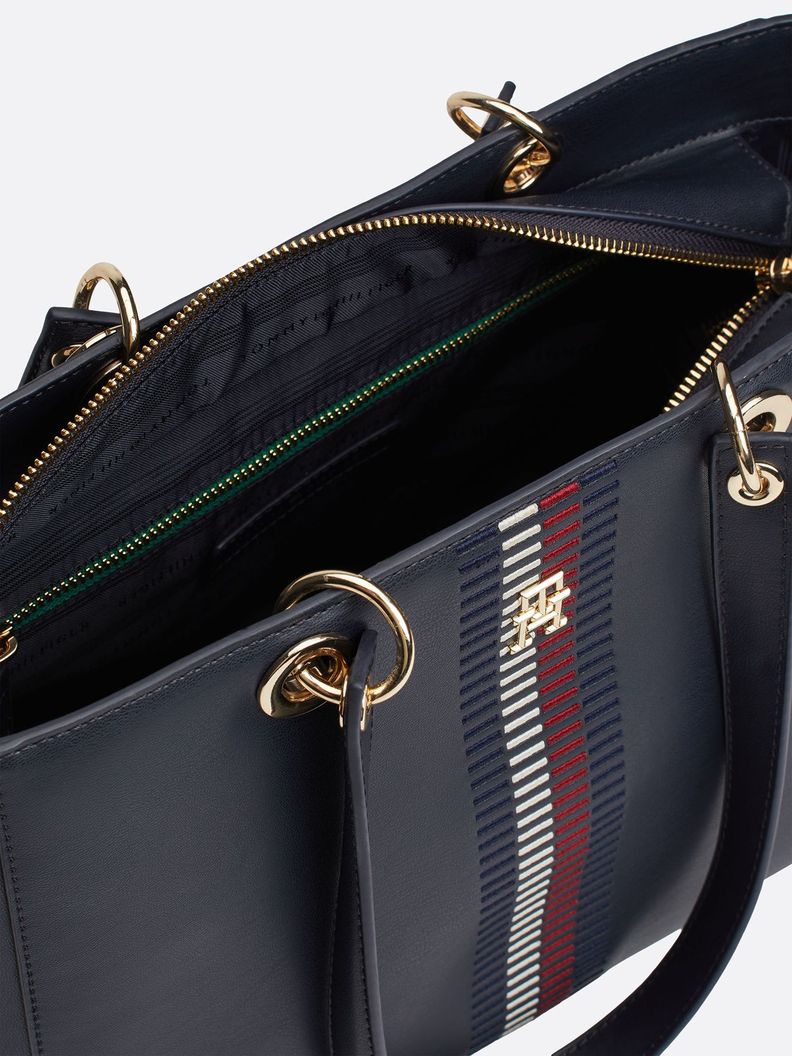 Tote Con Monograma Th Azul Tommy Hilfiger-2