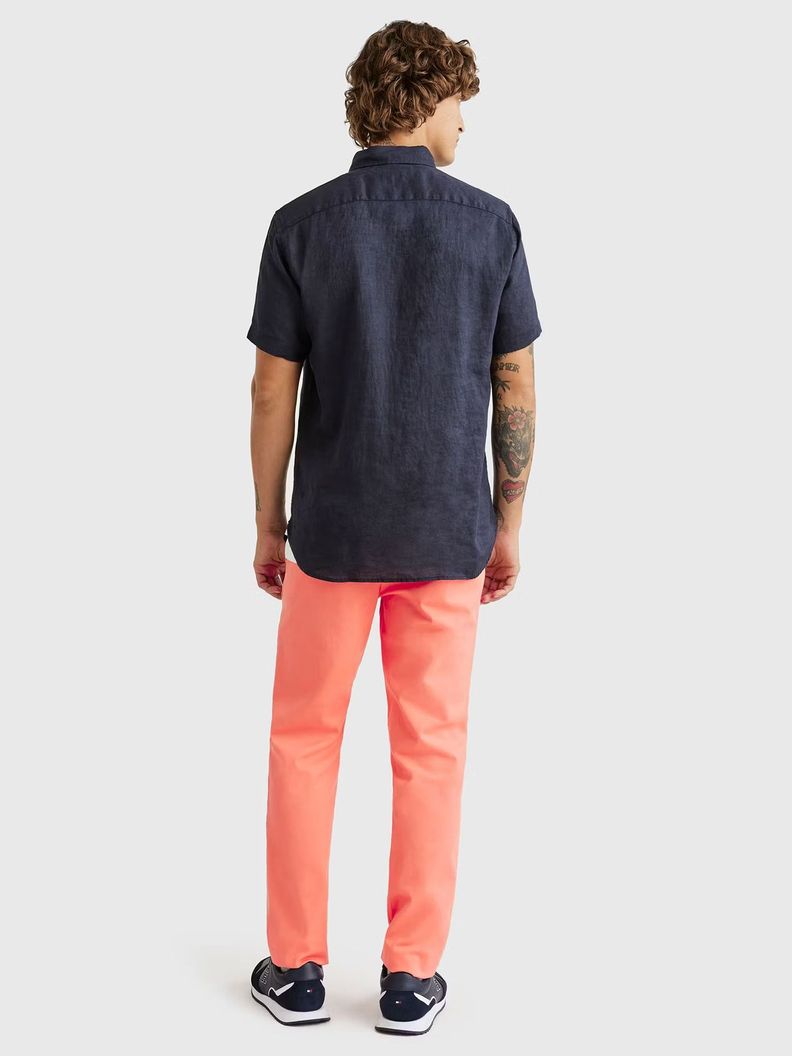 Camisa Premium De Lino Regular Fit Azul Tommy Hilfiger-2