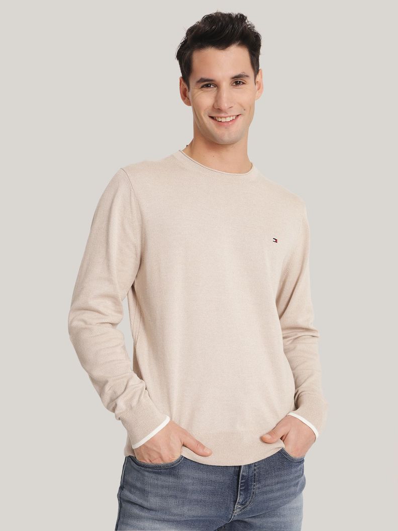 Sweater De Punto Mouliné C-Neck Beige Tommy Hilfiger-0