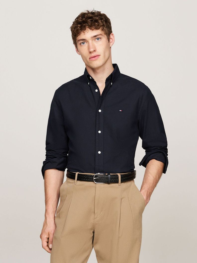 Camisa Oxford Regular Fit Azul Tommy Hilfiger-0