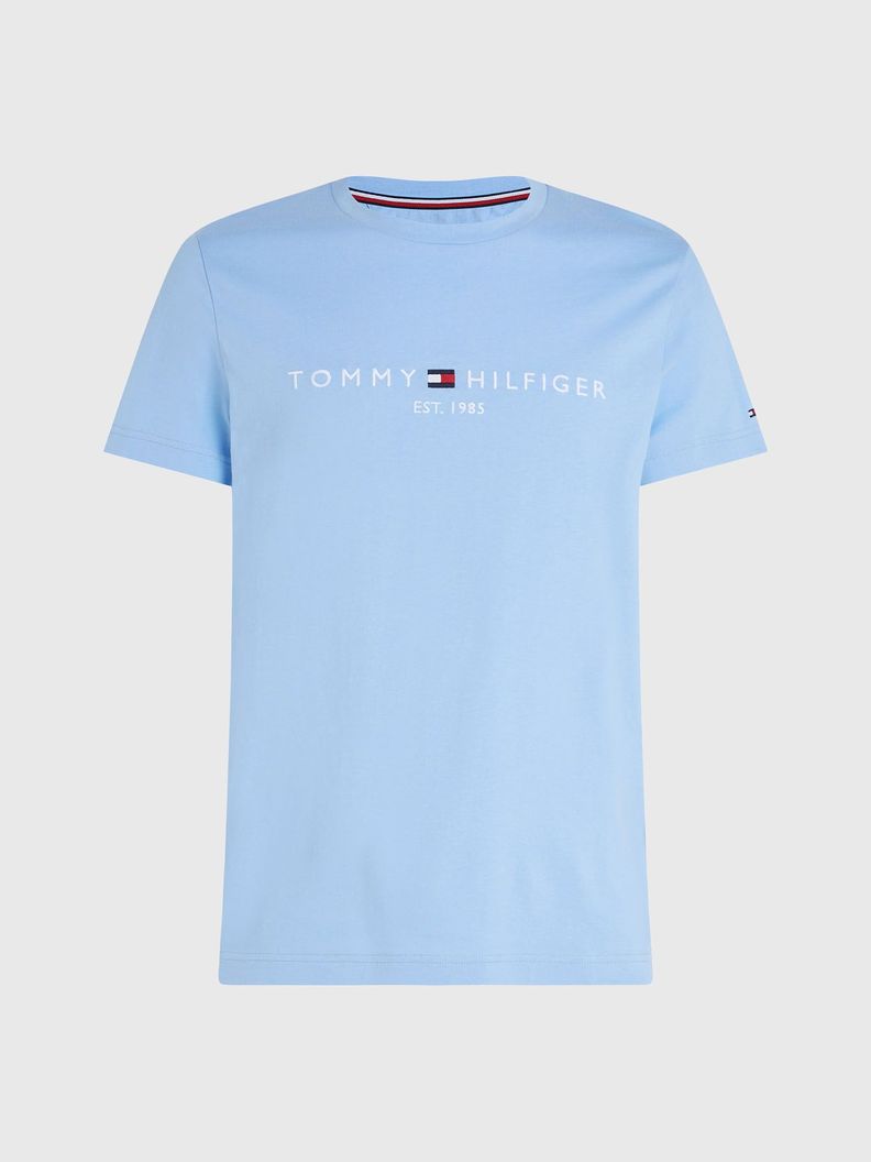 Polera Organic/Con Logo Slim Fit Celeste Tommy Hilfiger-4