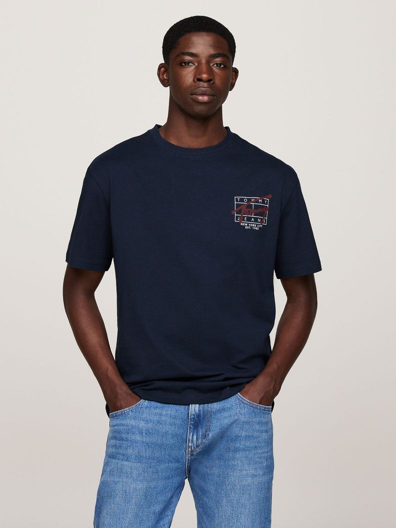 Polera Logo Estilo Grafiti Regular Azul Tommy Hilfiger-0