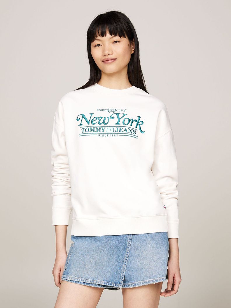 Polerón Relaxed Varsity Logo Blanco Tommy Jeans-0