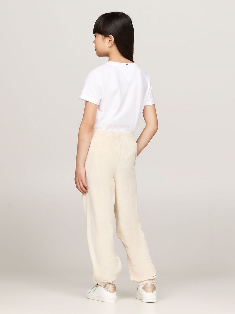 Joggers De Niña Con Logo Script Beige Tommy Hilfiger-2