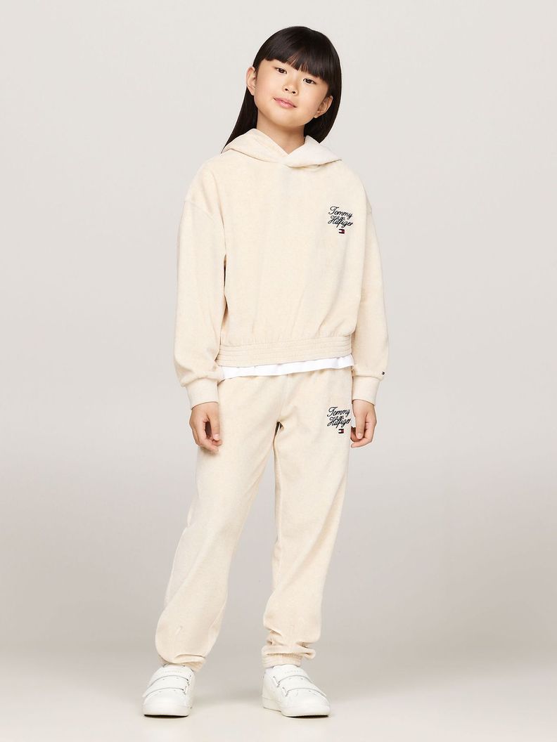 Joggers De Niña Con Logo Script Beige Tommy Hilfiger-0