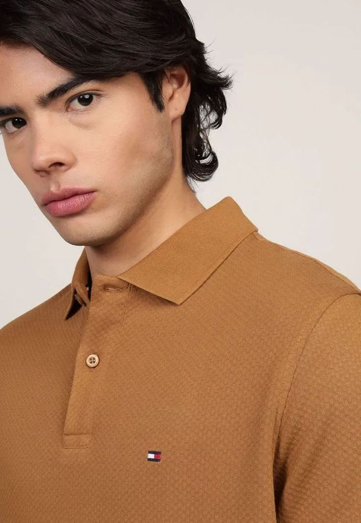 Polo Waffle Con Logo Regular Fit Café Tommy Hilfiger-3