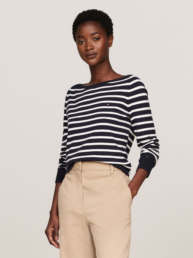 Sweater Con Cuello Estilo Barco Azul Tommy Hilfiger-0