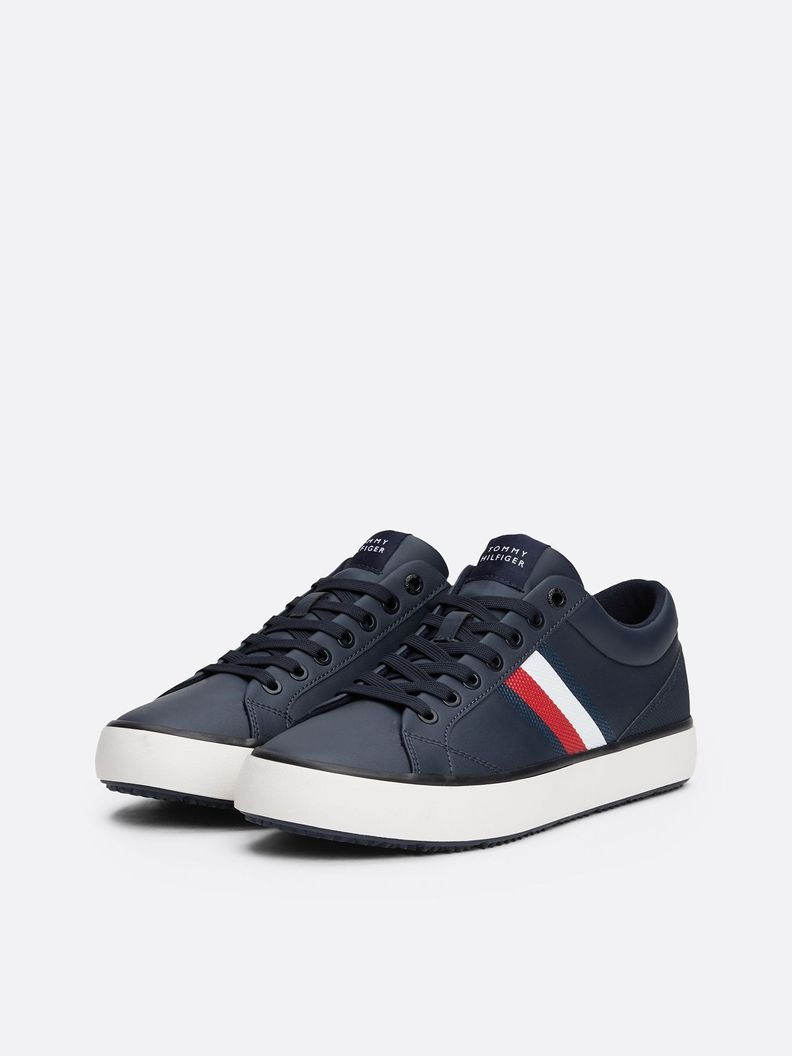 Zapatillas Core Stripe De Cuero Azul Tommy Hilfiger-0