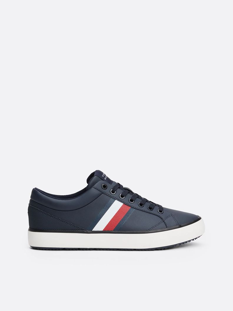 Zapatillas Core Stripe De Cuero Azul Tommy Hilfiger-4