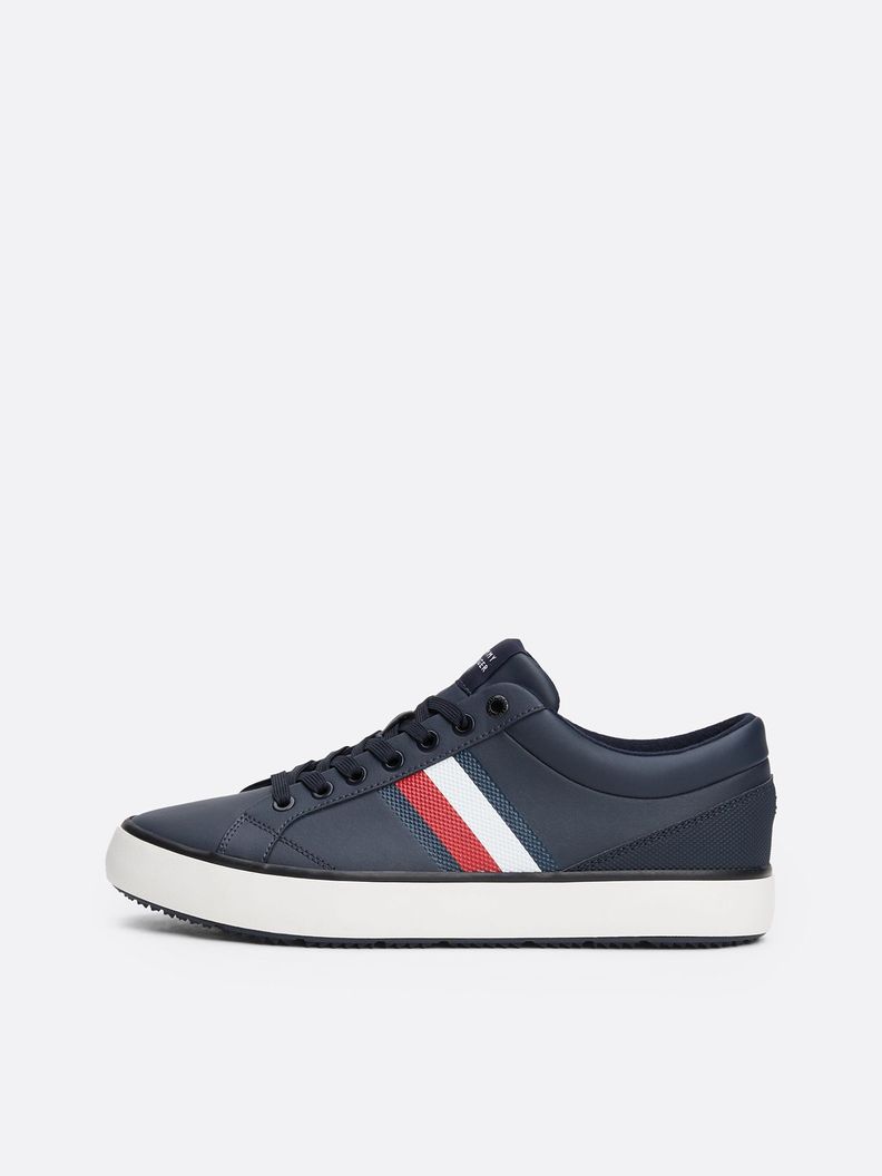 Zapatillas Core Stripe De Cuero Azul Tommy Hilfiger-5