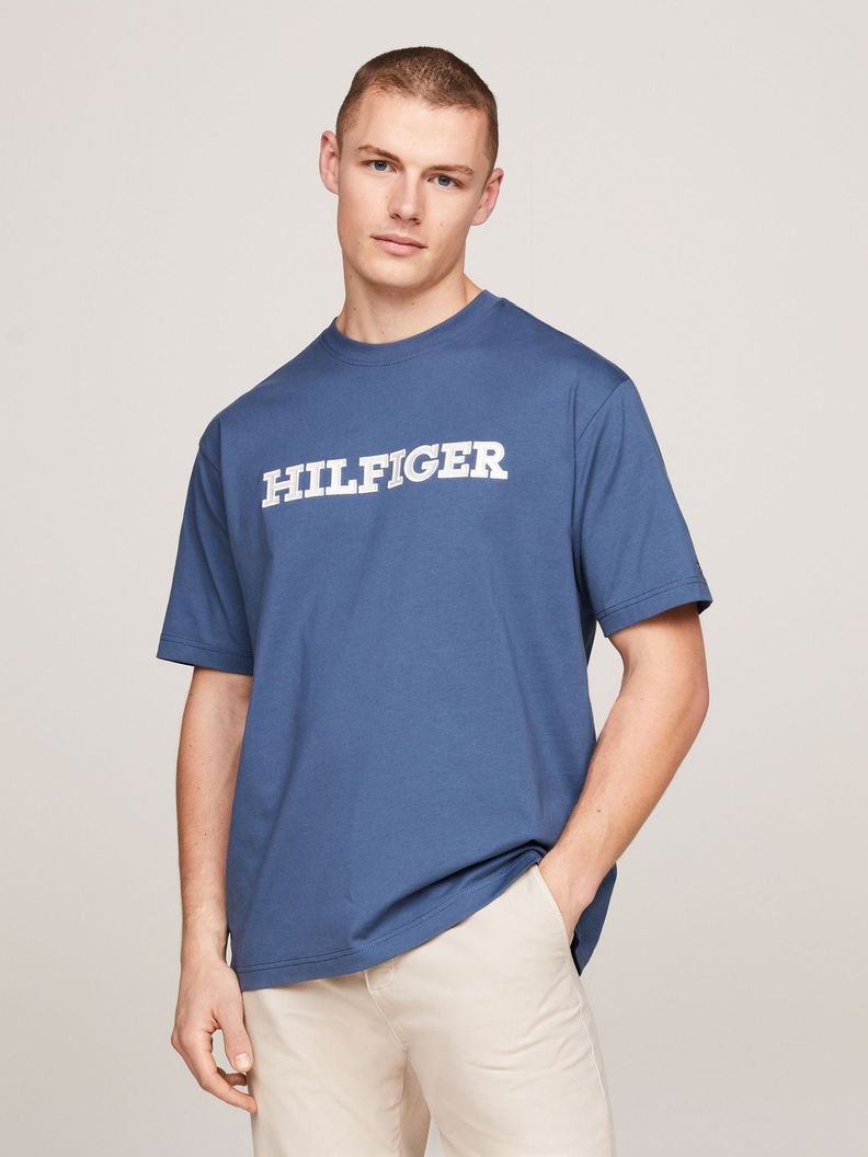 Polera Con Logo Monotype Bordado Azul Tommy Hilfiger-0