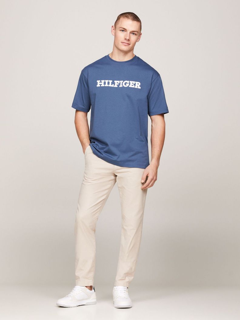 Polera Con Logo Monotype Bordado Azul Tommy Hilfiger-1
