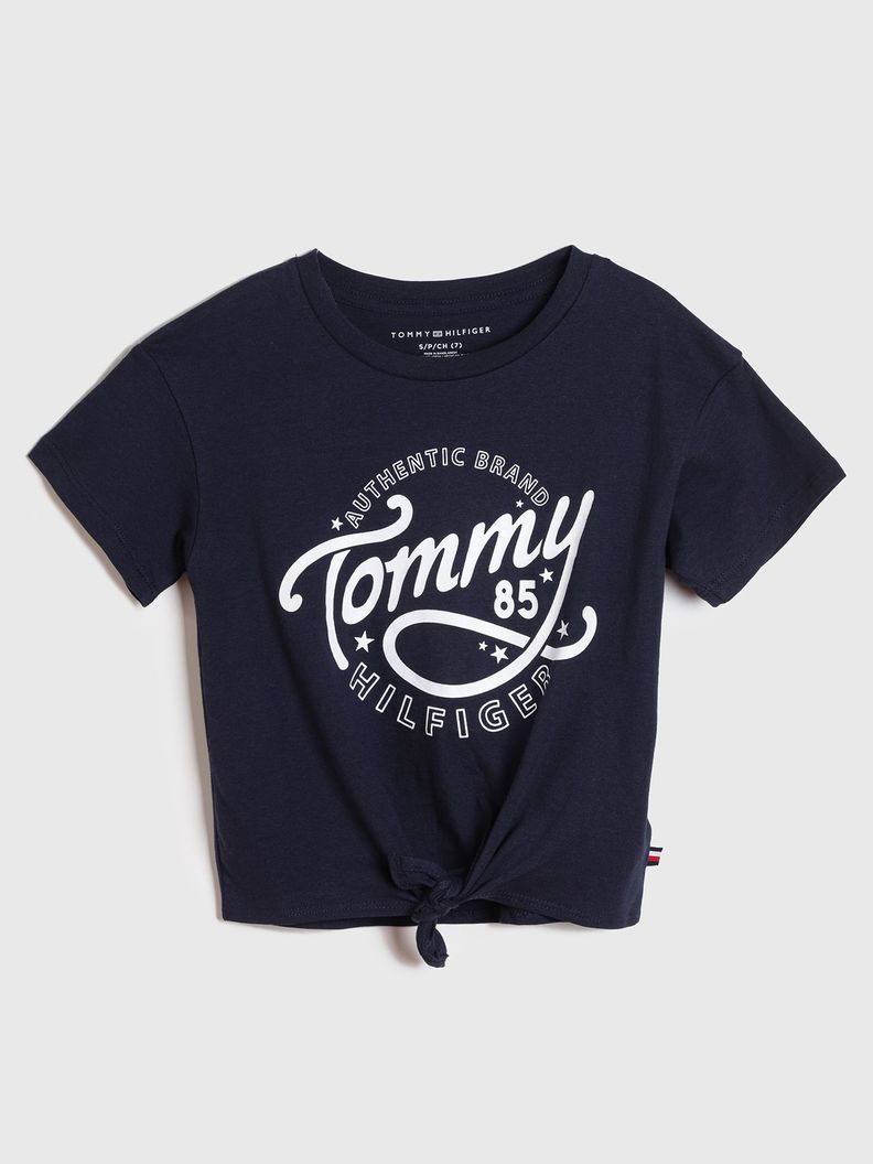 Polera Anudada Con Logo Azul Tommy Hilfiger-0