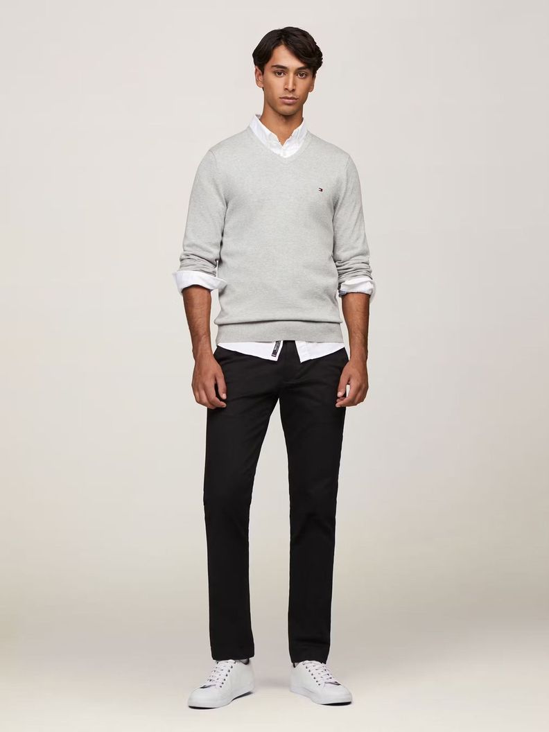 Sweater Básico Signature V-Neck Gris Tommy Hilfiger-1