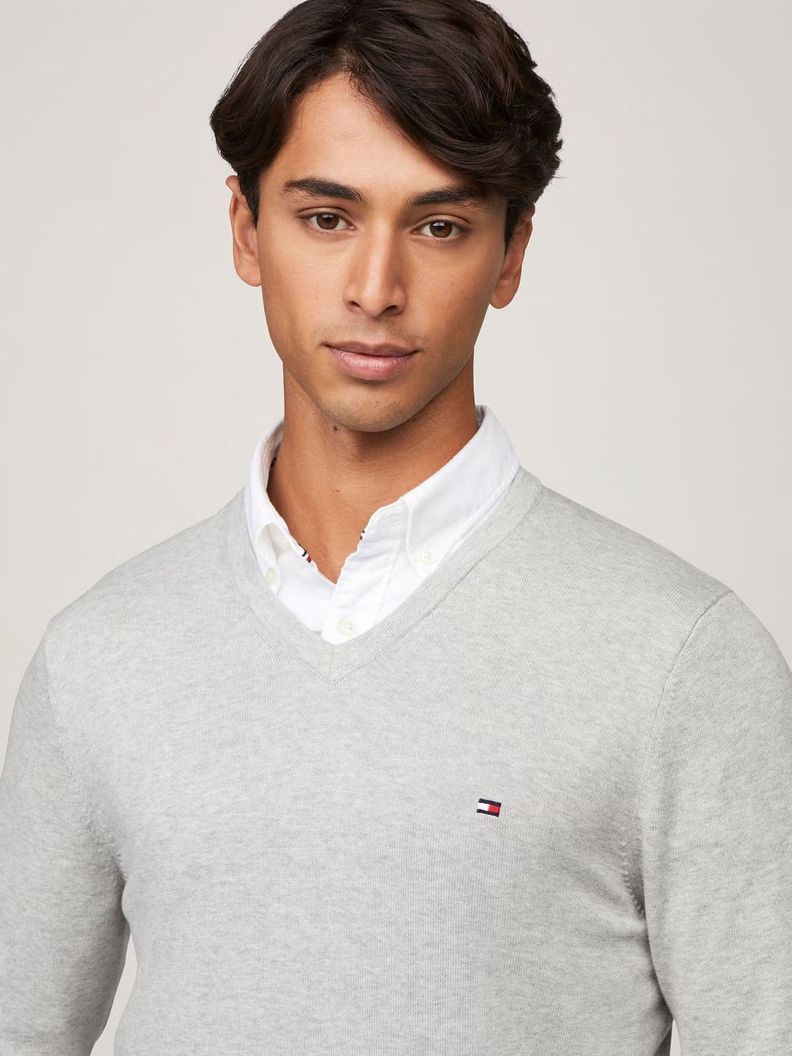 Sweater Básico Signature V-Neck Gris Tommy Hilfiger-3