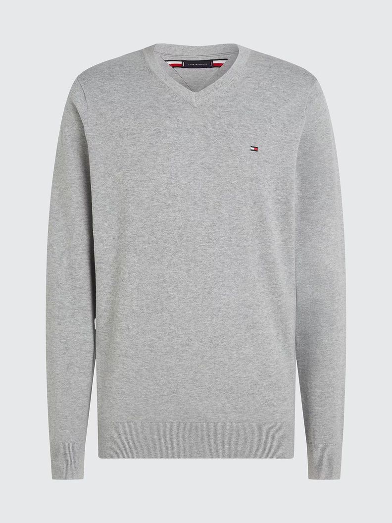 Sweater Básico Signature V-Neck Gris Tommy Hilfiger-4