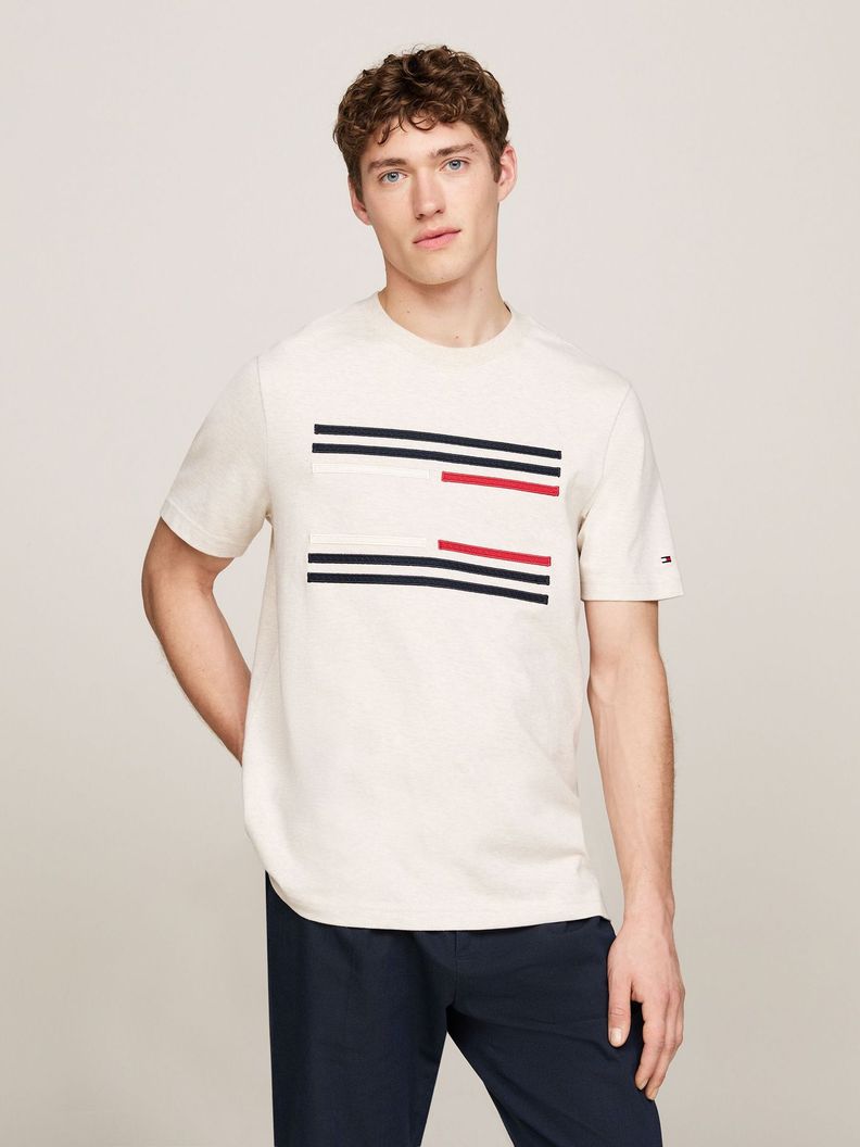Polera Con Logo Flag Beige Tommy Hilfiger-0