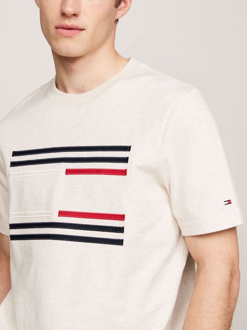 Polera Con Logo Flag Beige Tommy Hilfiger-3