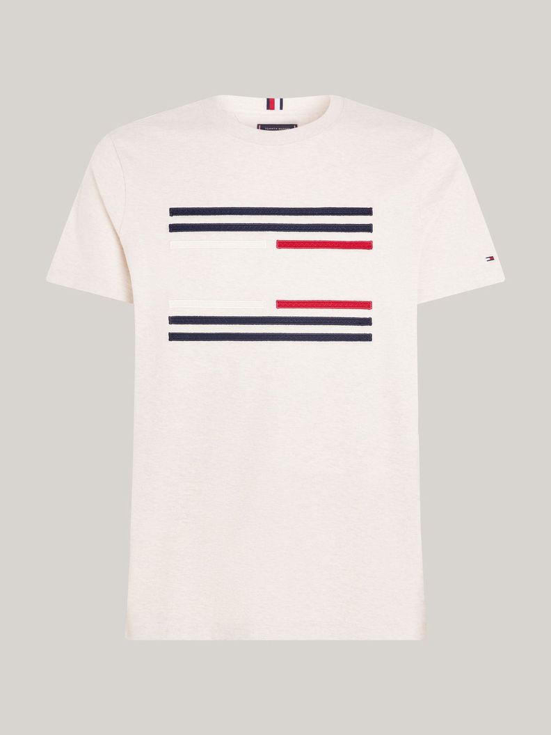 Polera Con Logo Flag Beige Tommy Hilfiger-4