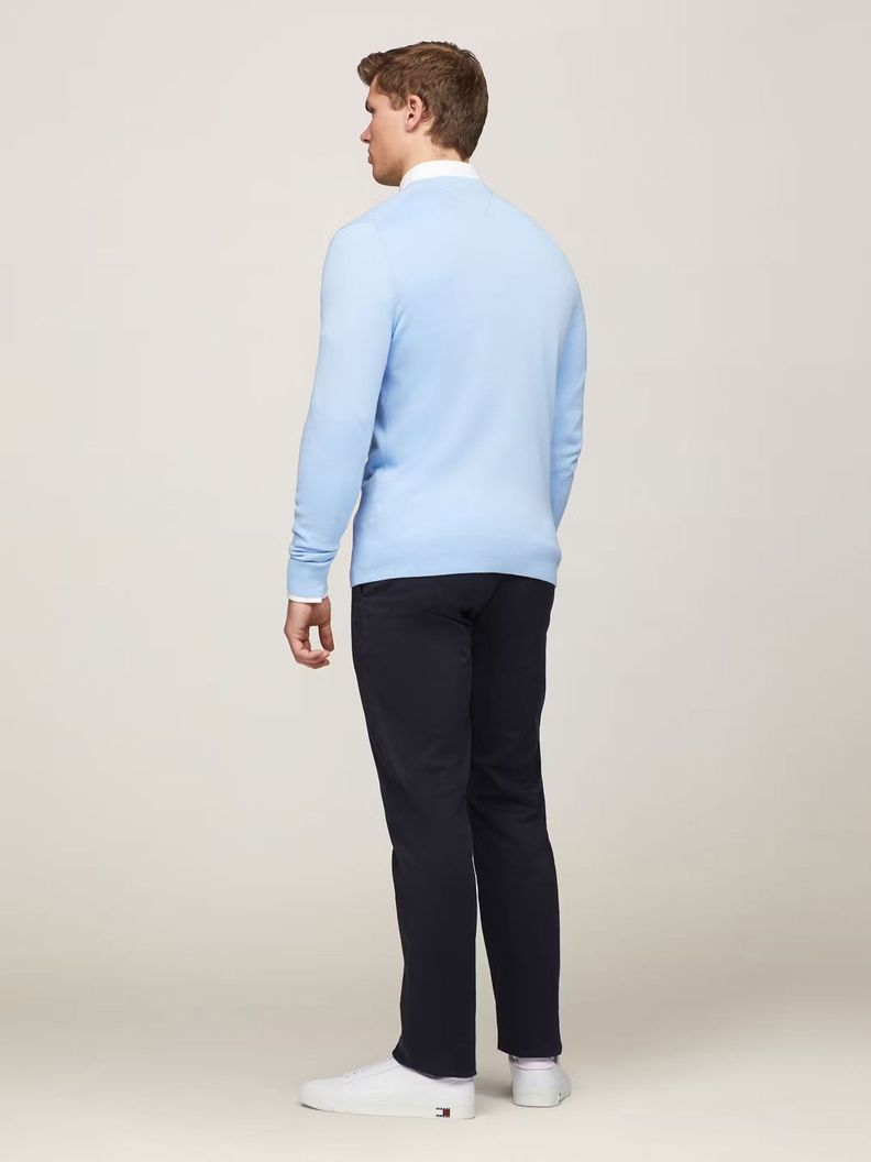 Sweater Básico Signature V-Neck Celeste Tommy Hilfiger-2