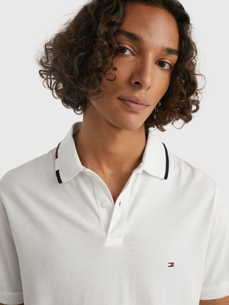 Polo Con Cuello Ribeteado Blanco Tommy Hilfiger-3
