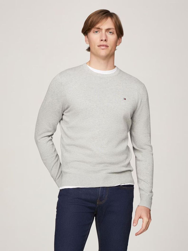 Sweater Básico Signature C-Neck Gris Tommy Hilfiger-0