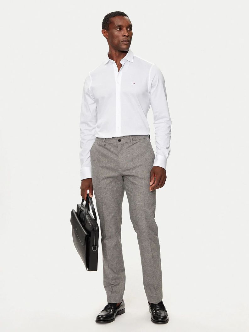 Camisa Knitted Con Logo Slim Fit Blanco Tommy Hilfiger-1