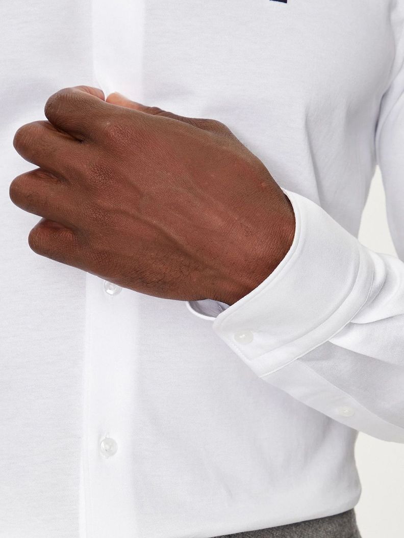 Camisa Knitted Con Logo Slim Fit Blanco Tommy Hilfiger-4