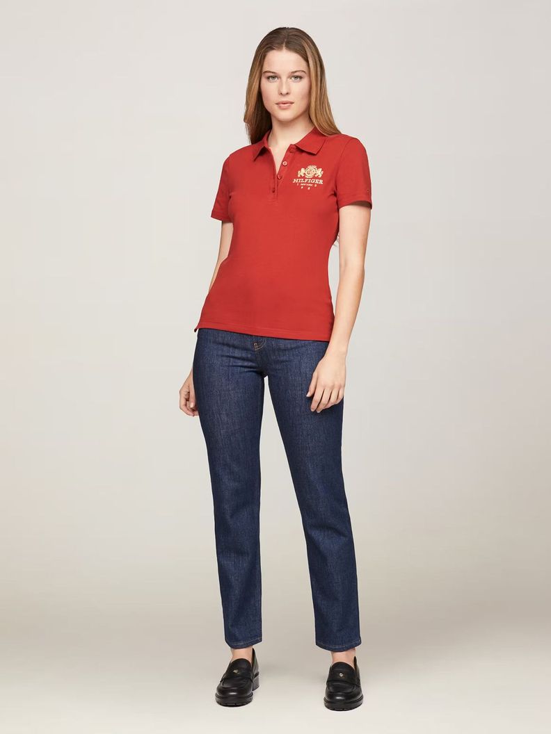 Polo Varsity Crest Slim Fit Rojo Tommy Hilfiger-1