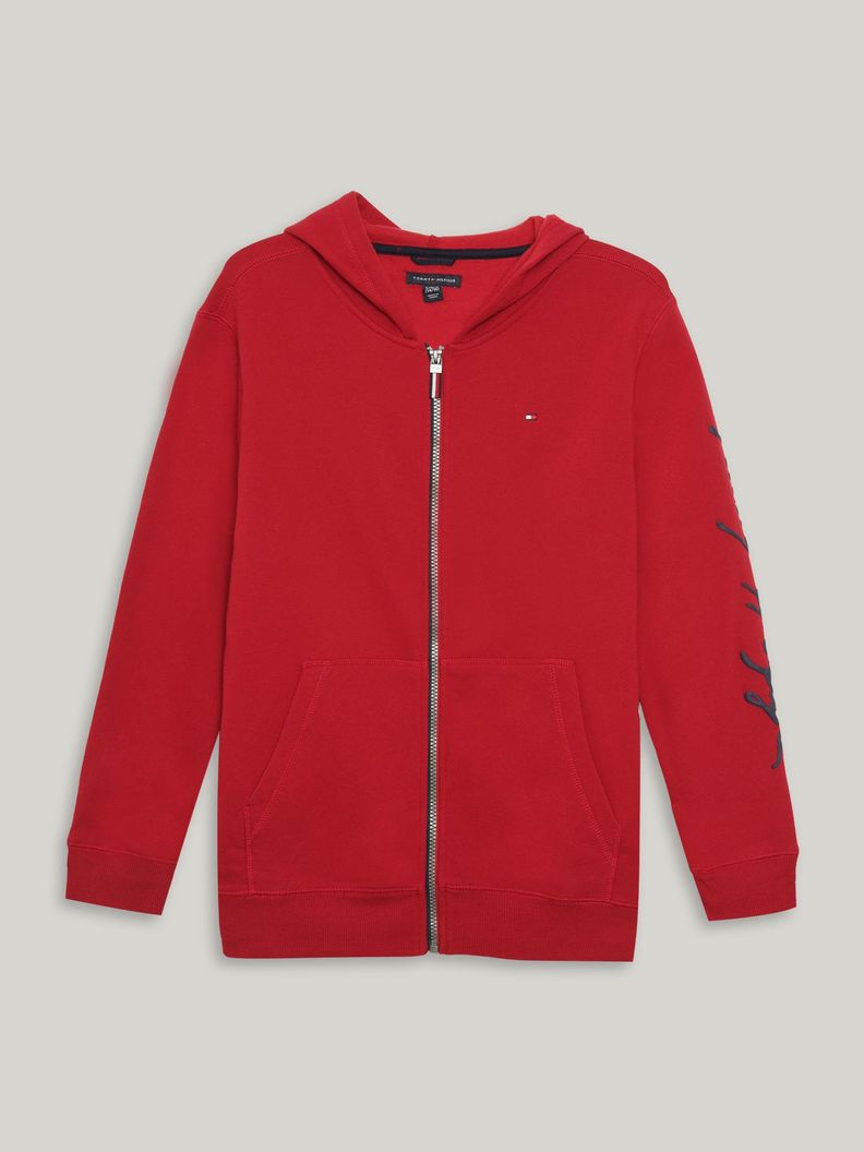 Polerón Hoodie De Niño Log Script Rojo Tommy Hilfiger-0