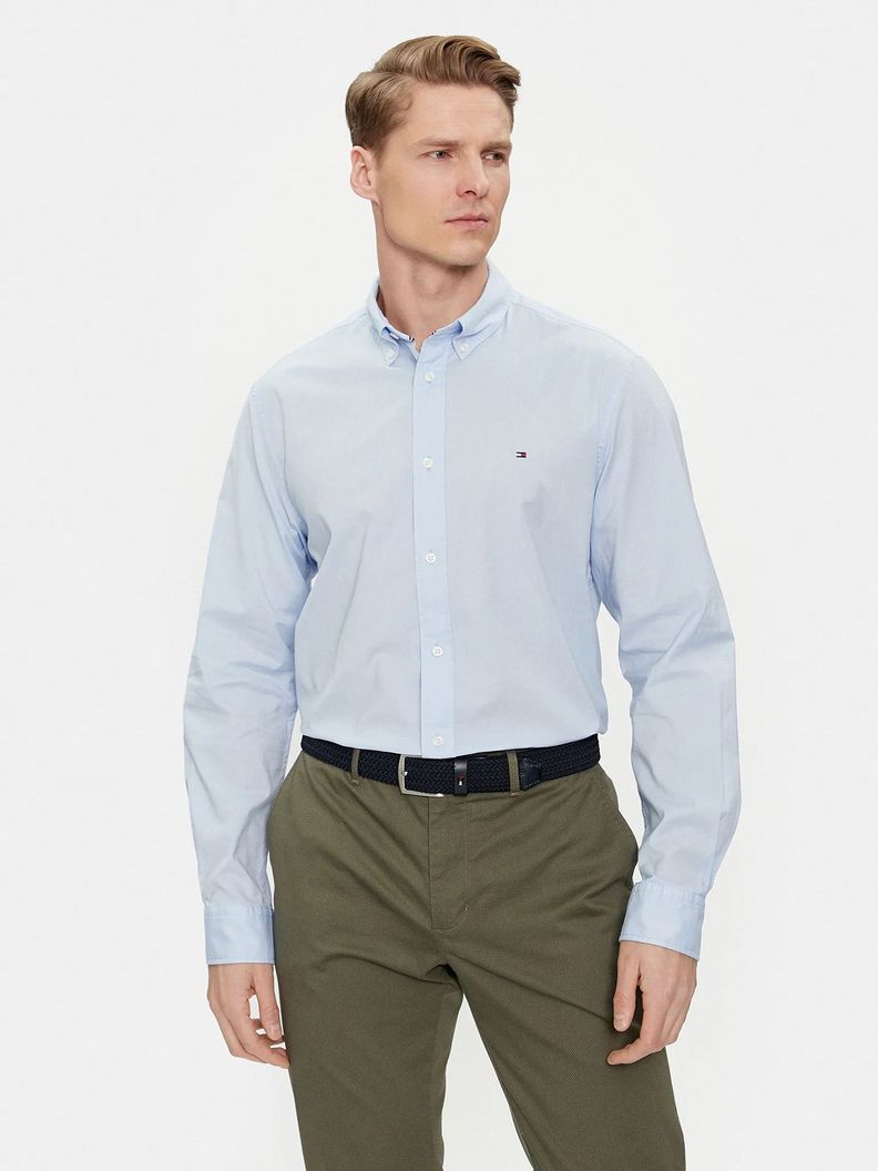 Camisa Flex Solid Corte Regular Celeste Tommy Hilfiger-0