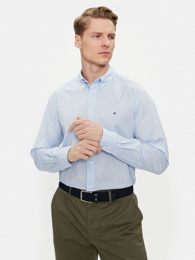 Camisa Flex Solid Corte Regular Celeste Tommy Hilfiger-3
