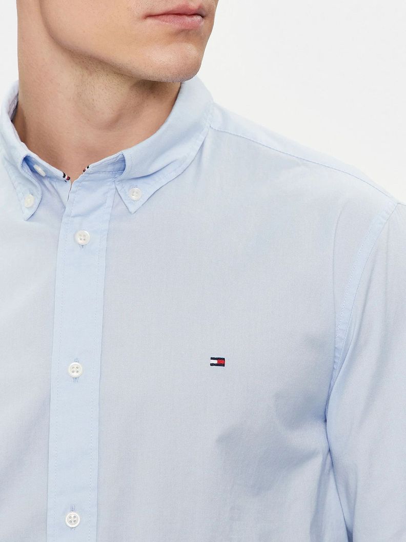 Camisa Flex Solid Corte Regular Celeste Tommy Hilfiger-4