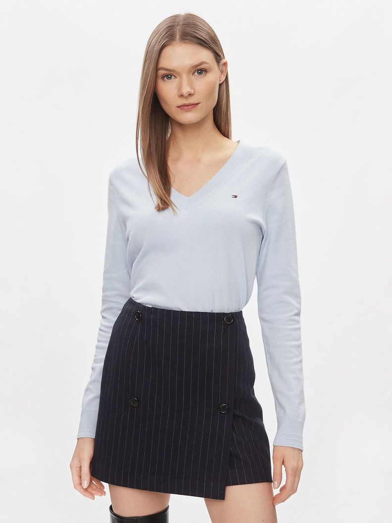 Sweater Solid V-Neck Celeste Tommy Hilfiger-0