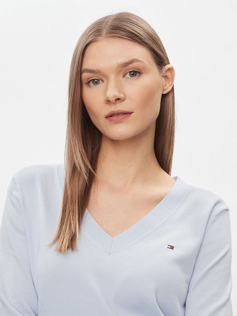 Sweater Solid V-Neck Celeste Tommy Hilfiger-3