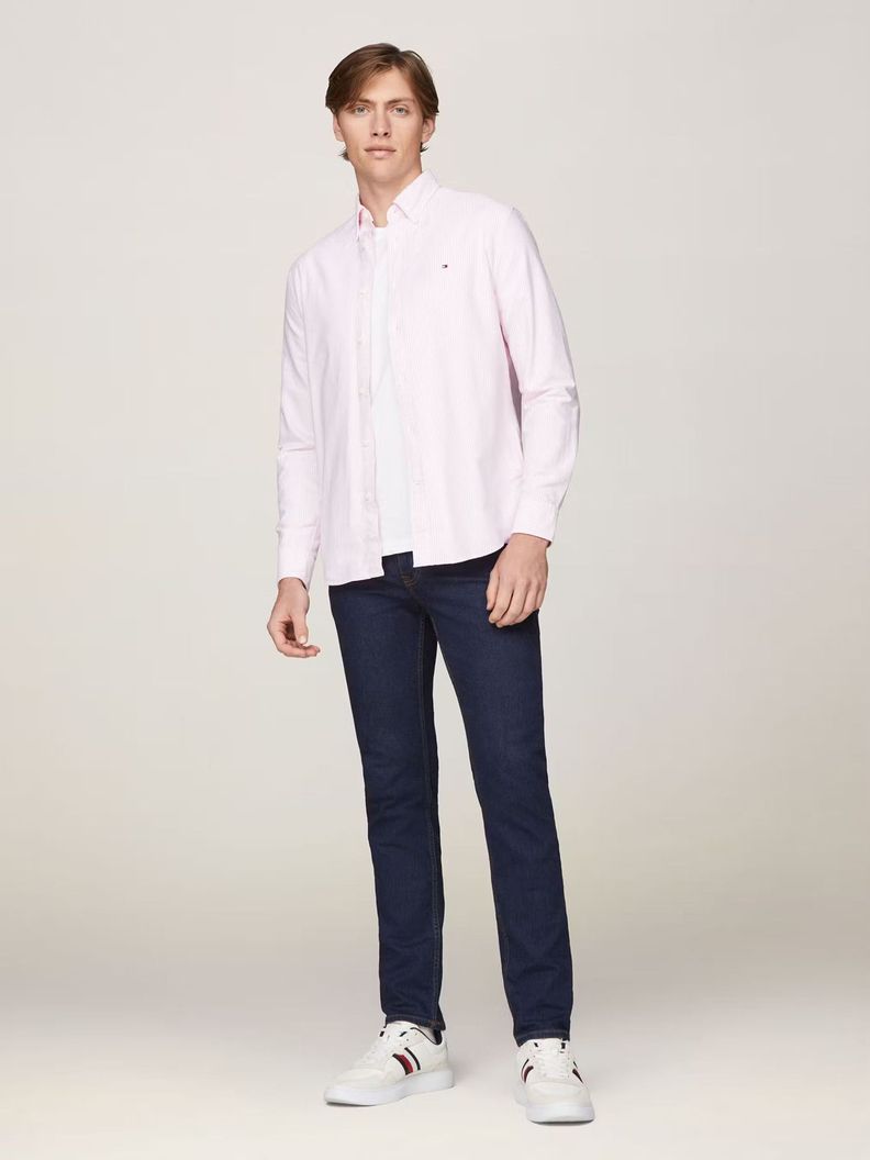 Camisa Heritage De Rayas Regular Fit Rosado Tommy Hilfiger-1