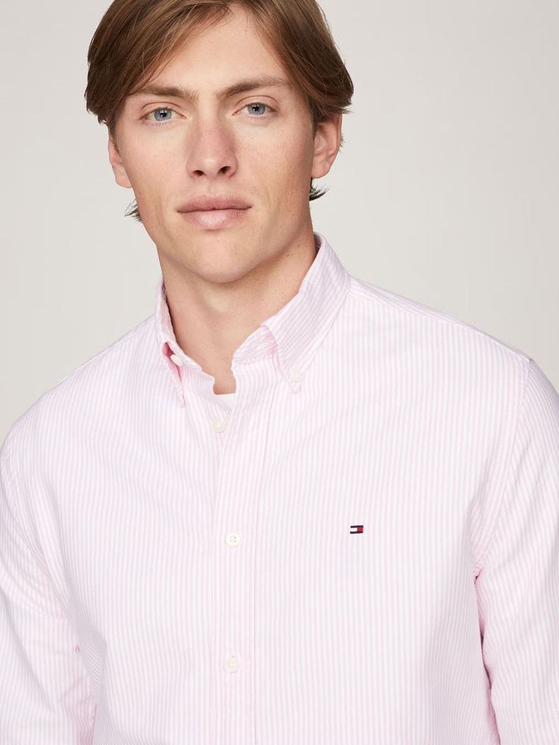 Camisa Heritage De Rayas Regular Fit Rosado Tommy Hilfiger-3